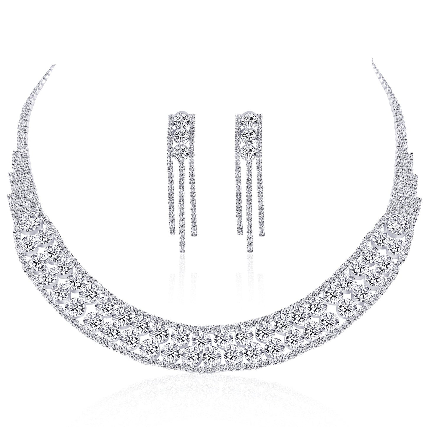 Luxury Super Flash Rhinestone Suite Bridal Jewelry Set