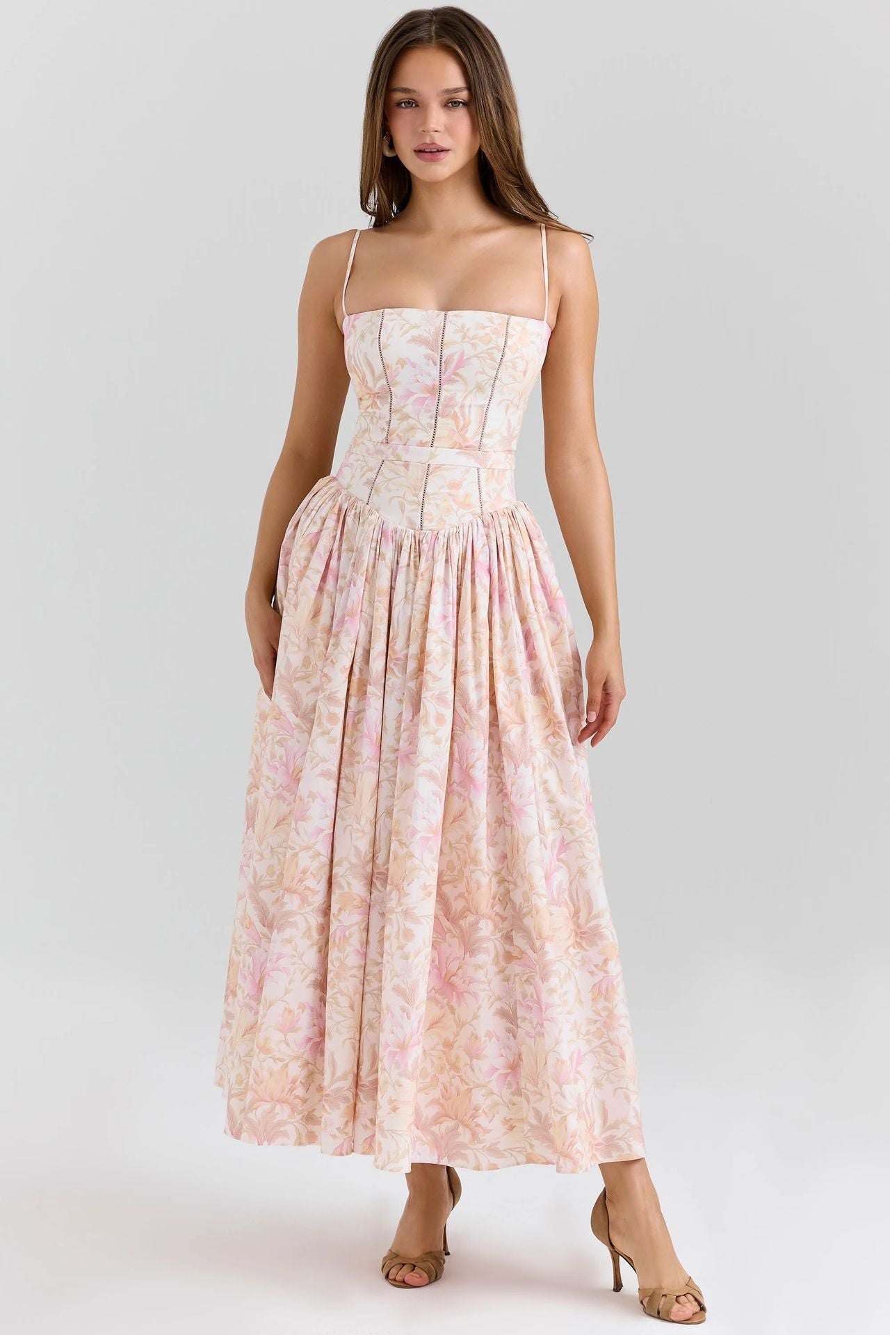 Elegant & Gentle Style Slimming Floral Spaghetti Strap Ethereal Dress