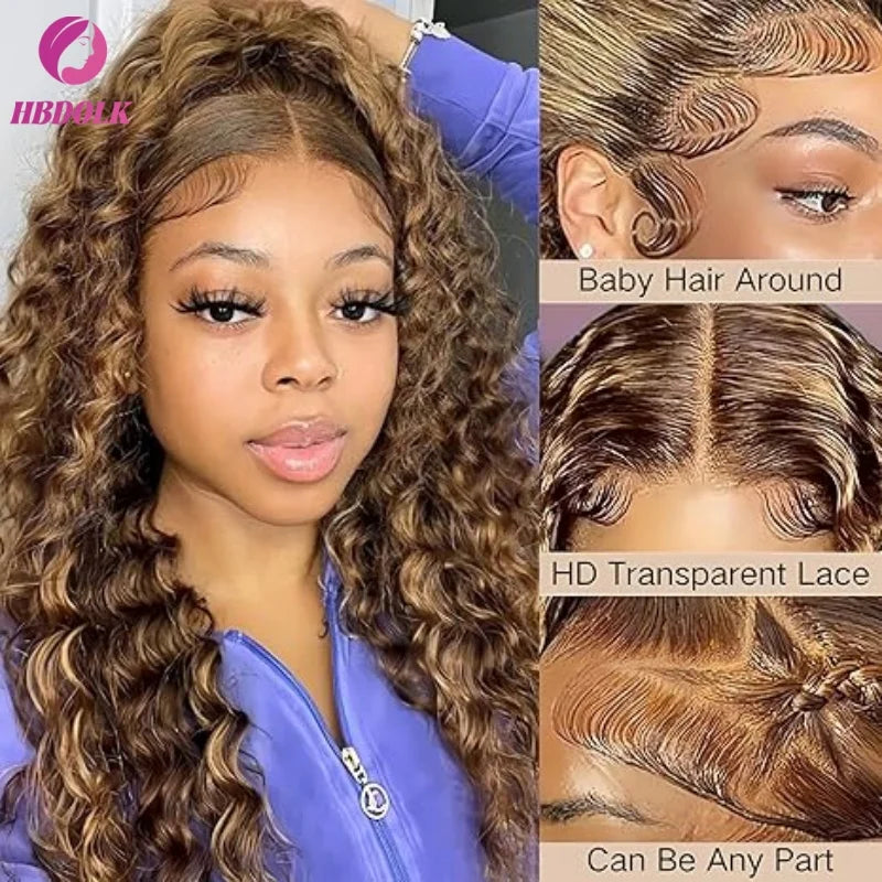 Woman with styled hair and close-up details of hair extensions.