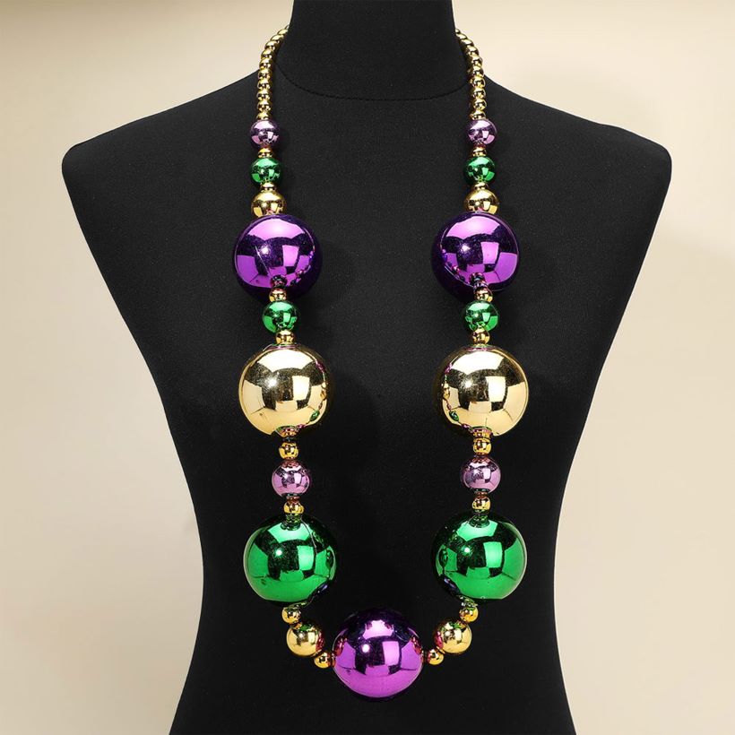 Oversized Mardi Gras Beads Long Statement Necklace