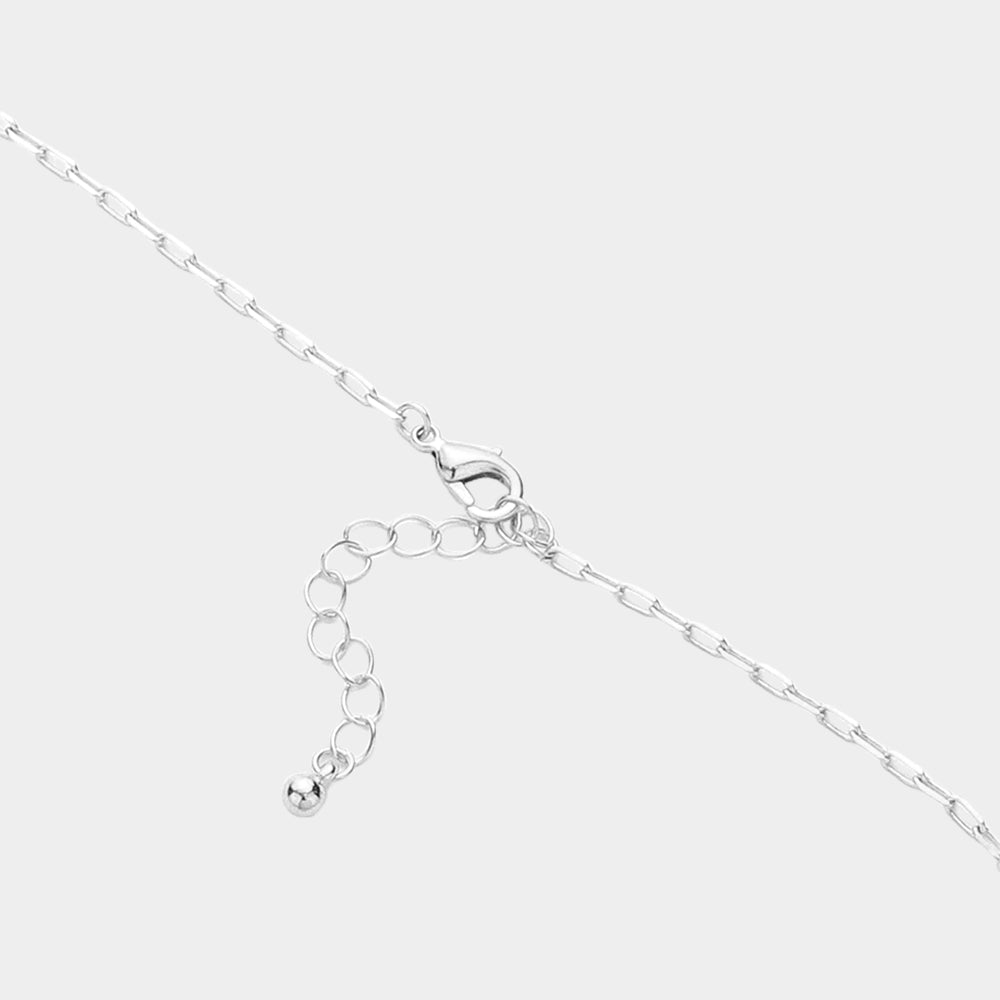 Stone Paved Heart Pendant Necklace