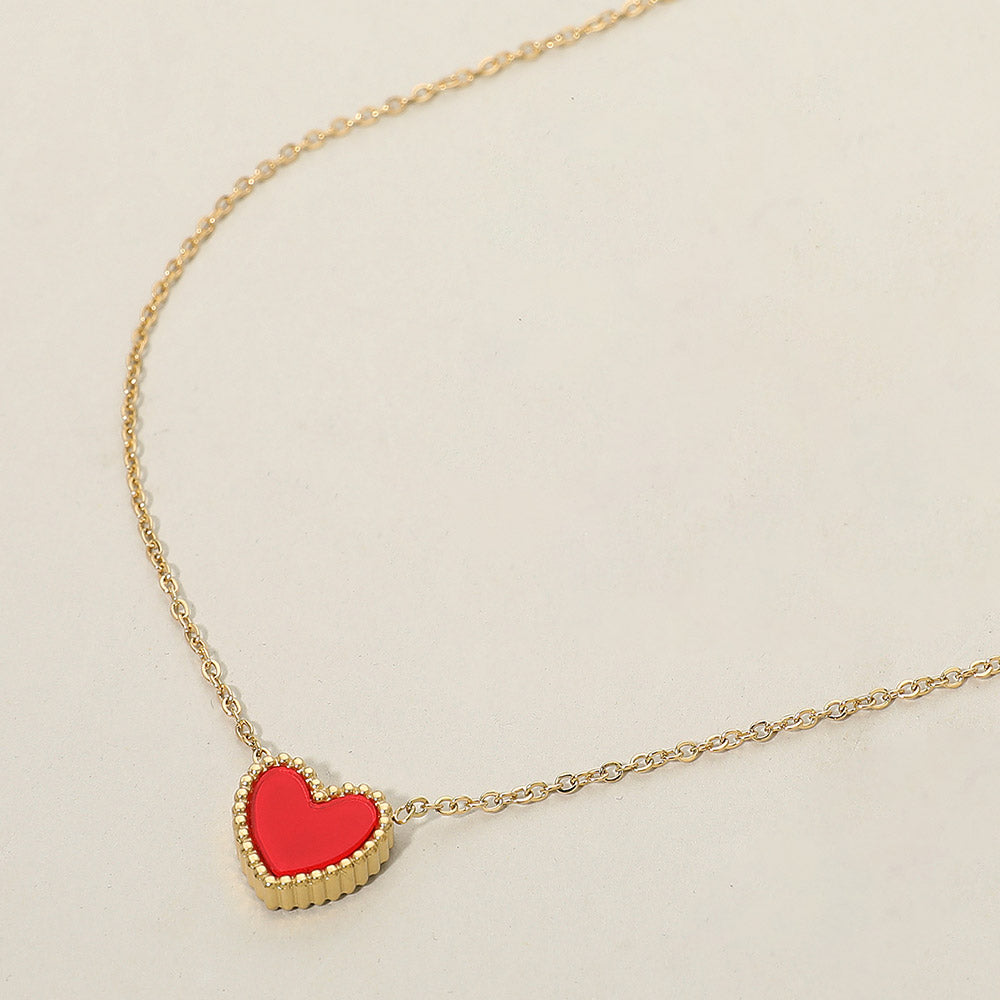 Stainless Steel Double Face Heart Pendant Necklace