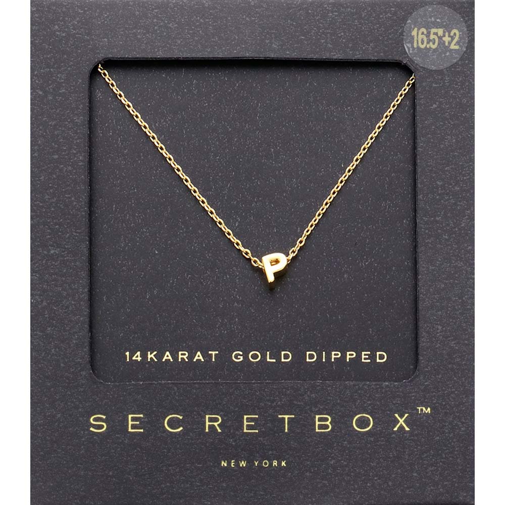 -P- SECRET BOX_14K Gold Dipped Initial Monogram Pendant Necklace