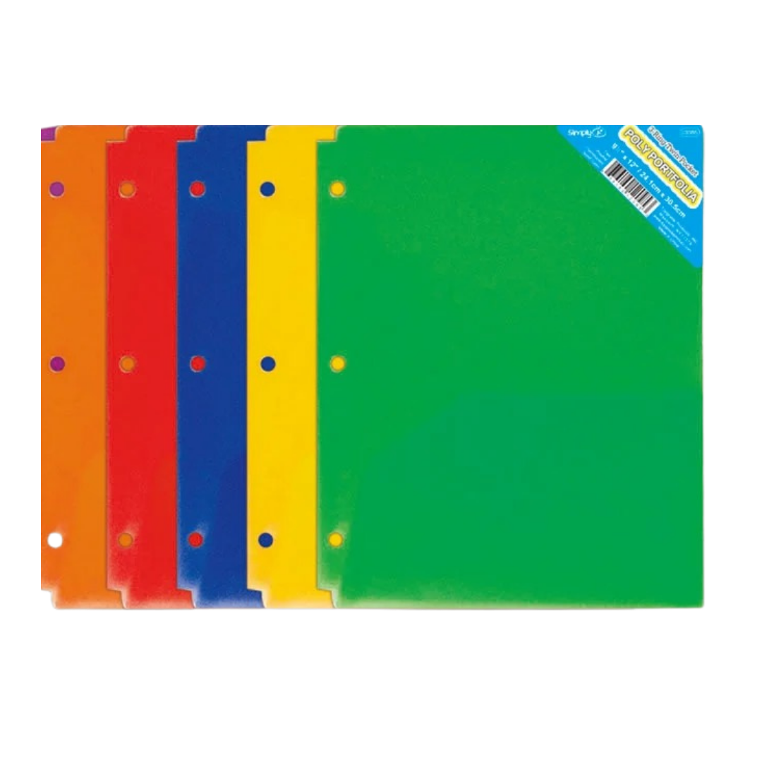 Portafolio poly 2 bolsillos 9" x 12" con huecos