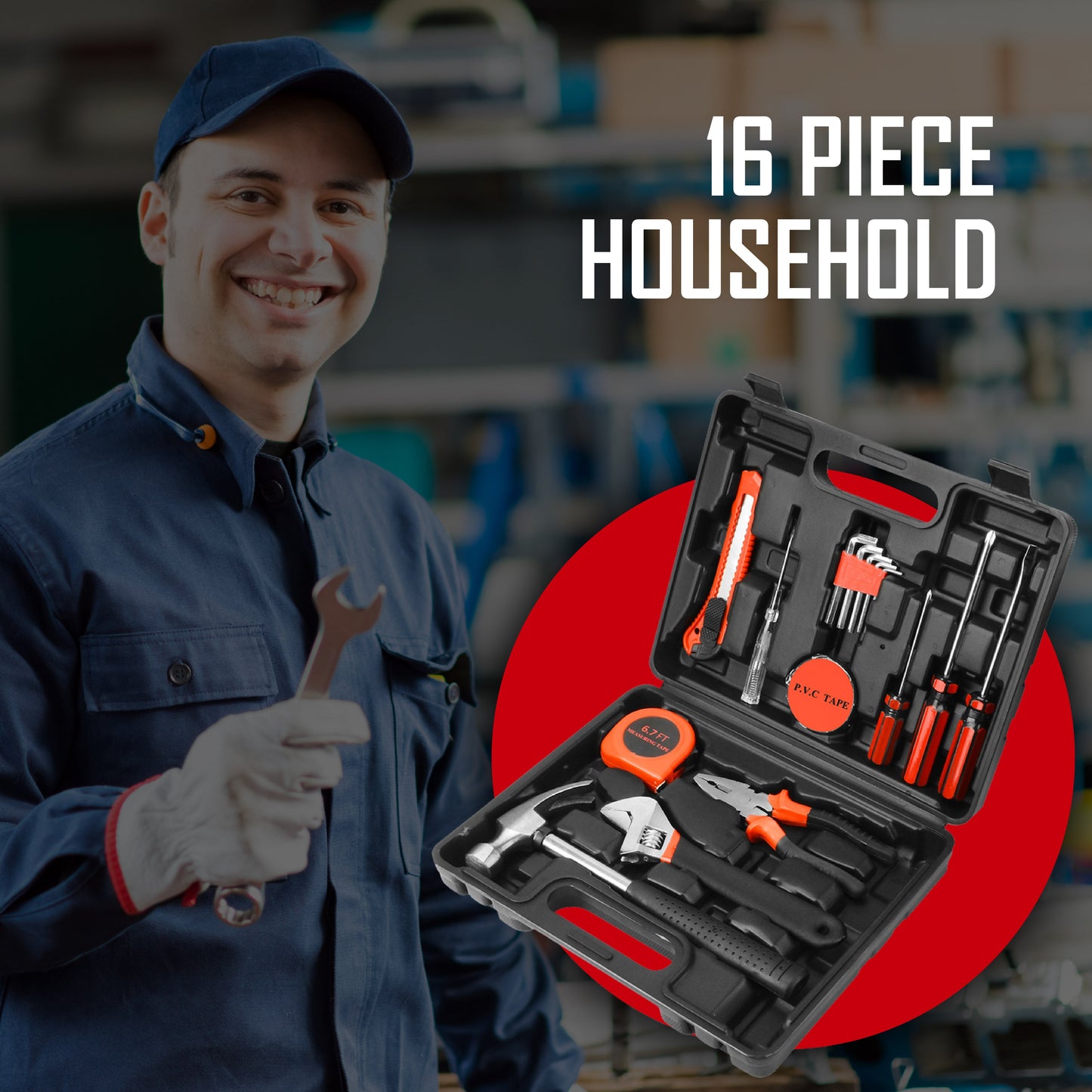16-Piece Household Handy Solutions Tool Kit-4