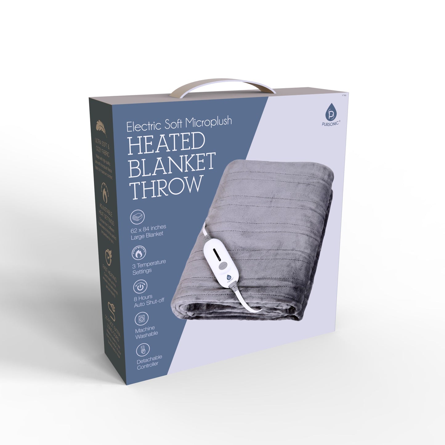 Electric Soft Microplush Heated Blanket Throw – 62x84 Inches, Fast Heating with 3 Temperature Settings-3