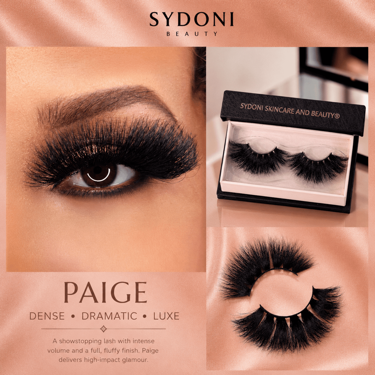SYDONI "PAIGE" LUXURY MINK LASHES - Handcrafted, Bold Glamour Inspired by a Daughter Revered for her Independence, Focus and Confidence