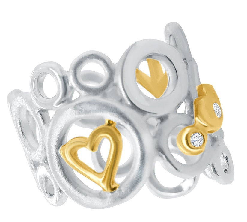 Peace, Love and Abundance Ring (Wide) 14K Gold with Diamonds-9