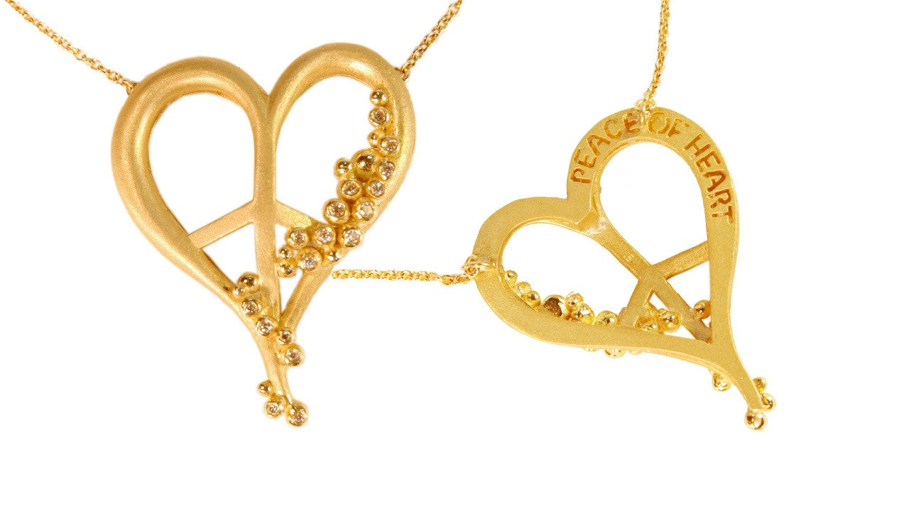 Peace of Heart Necklace- Large-18K Gold with Abundance Overflowing Diamonds-8