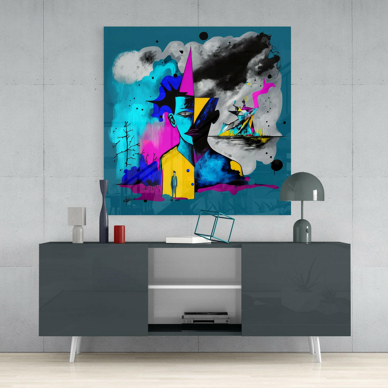 Picasso's Mind Glass Wall Art || Designer Collection