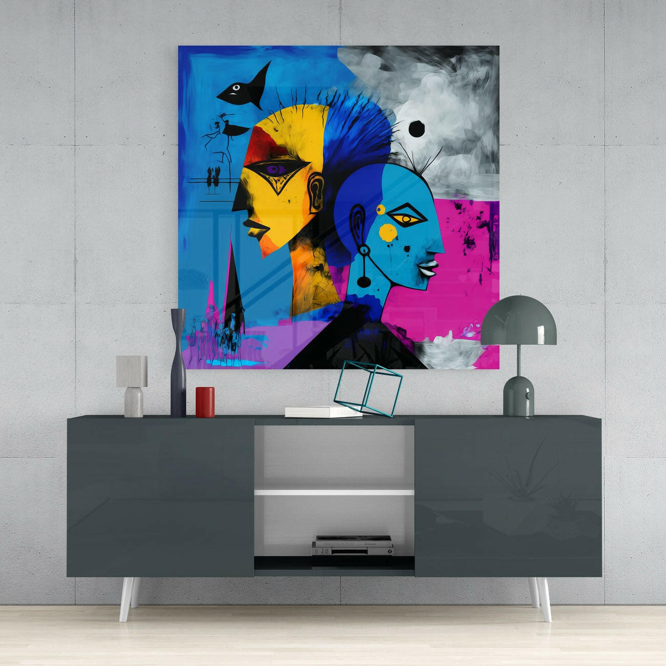 Picasso's Mind Glass Wall Art || Designers Collection