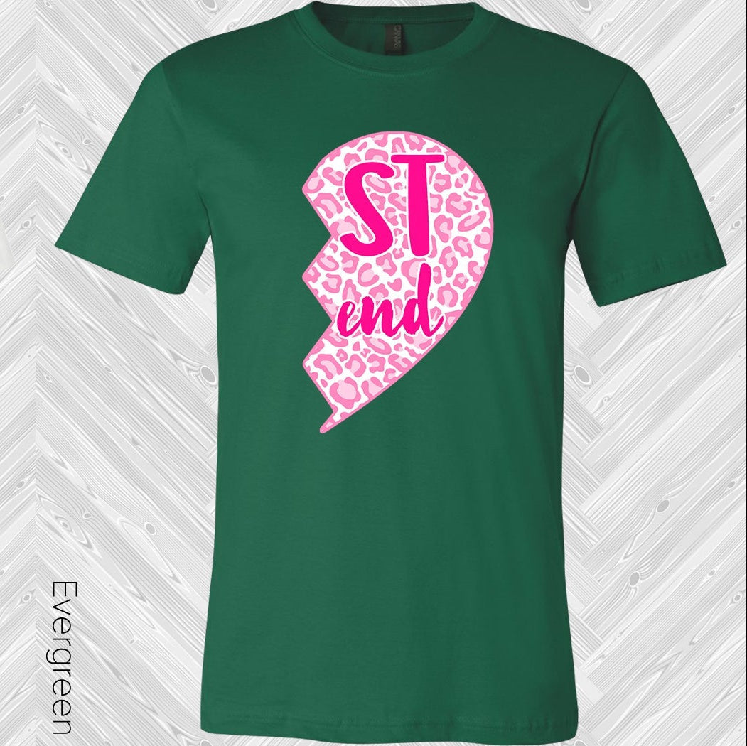 Pink Leopard Heart Best Friend (Right Shirt in Photo) Graphic Tee