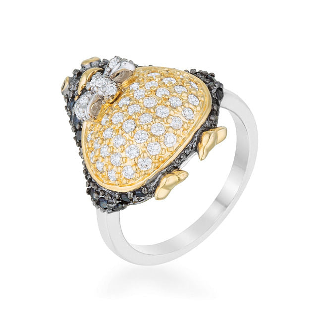 Jet Black Cubic Zirconia Penguin Ring-3