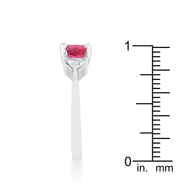 Shonda 1.8ct Fuchsia CZ Rhodium Cushion Classic Statement Ring-4
