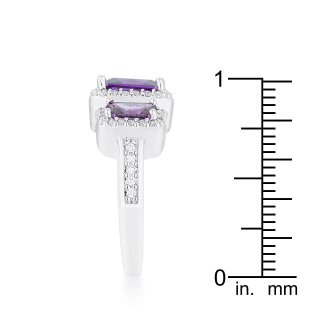 Rita 2.3ct Amethyst CZ Rhodium Classic Trio Ring-4