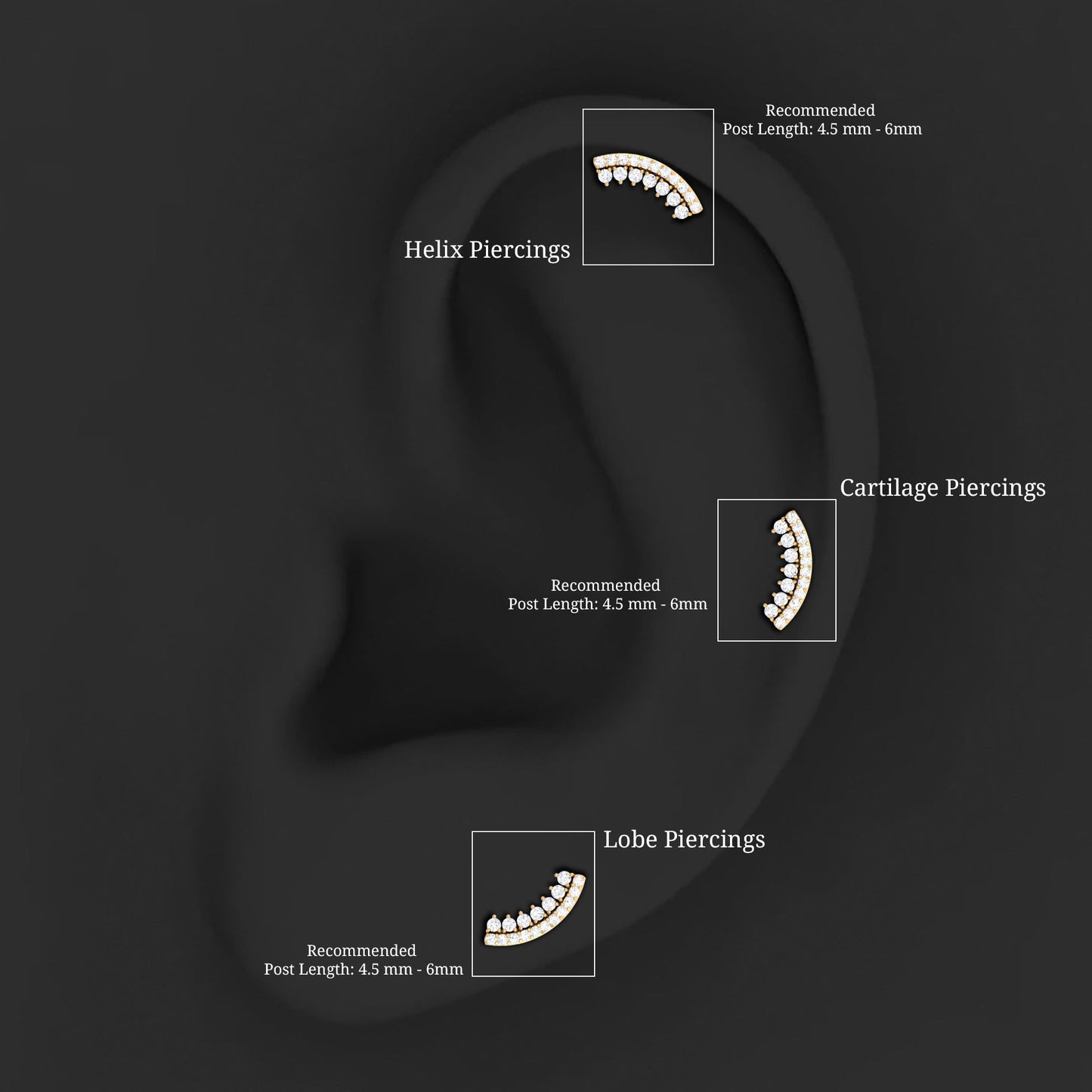 Certified Diamond Curved Cartilage Earring for Women