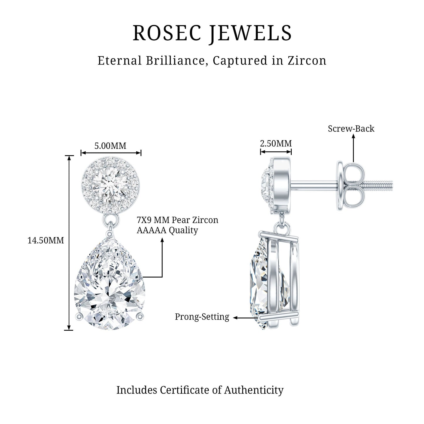 Classic Zircon Bridal Drop Earrings