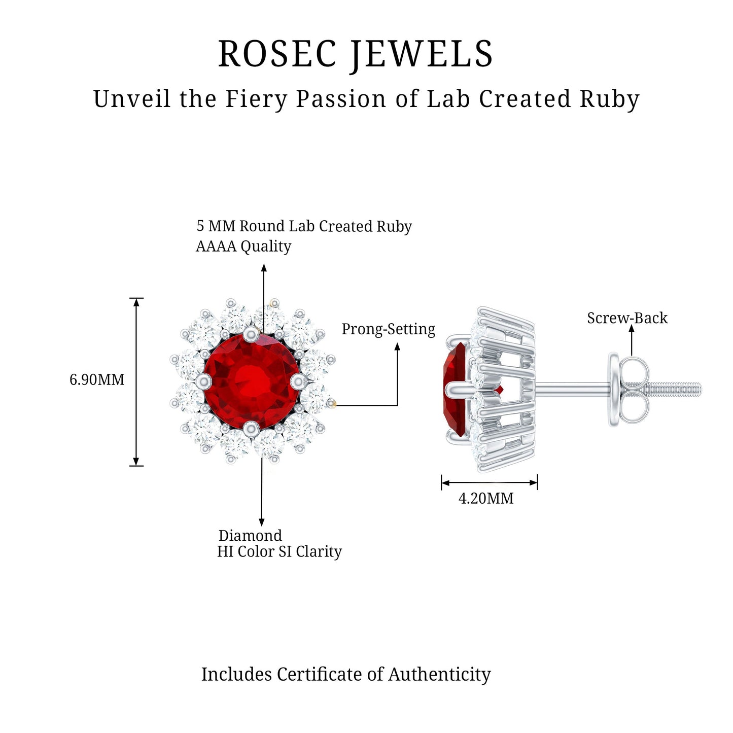 Lab Created Ruby and Diamond Everyday Stud Earrings for Women