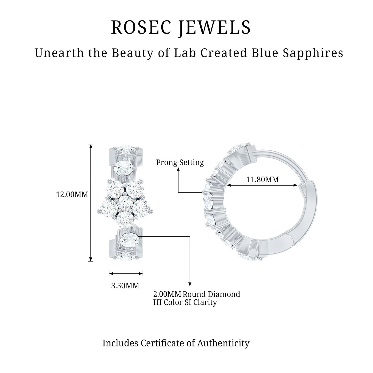 Certified Diamond Flower Hoop Earrings For Women