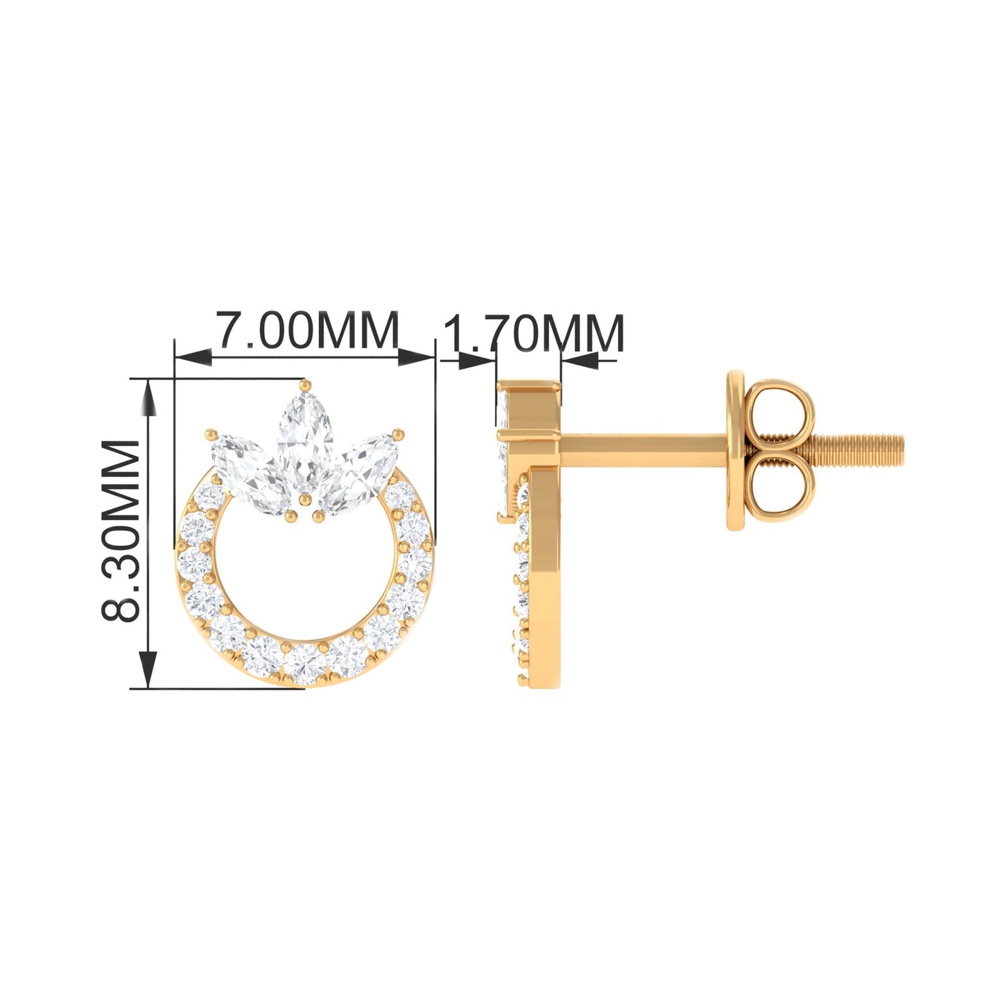 1/2 CT Moissanite Circle Eternity Stud Earrings