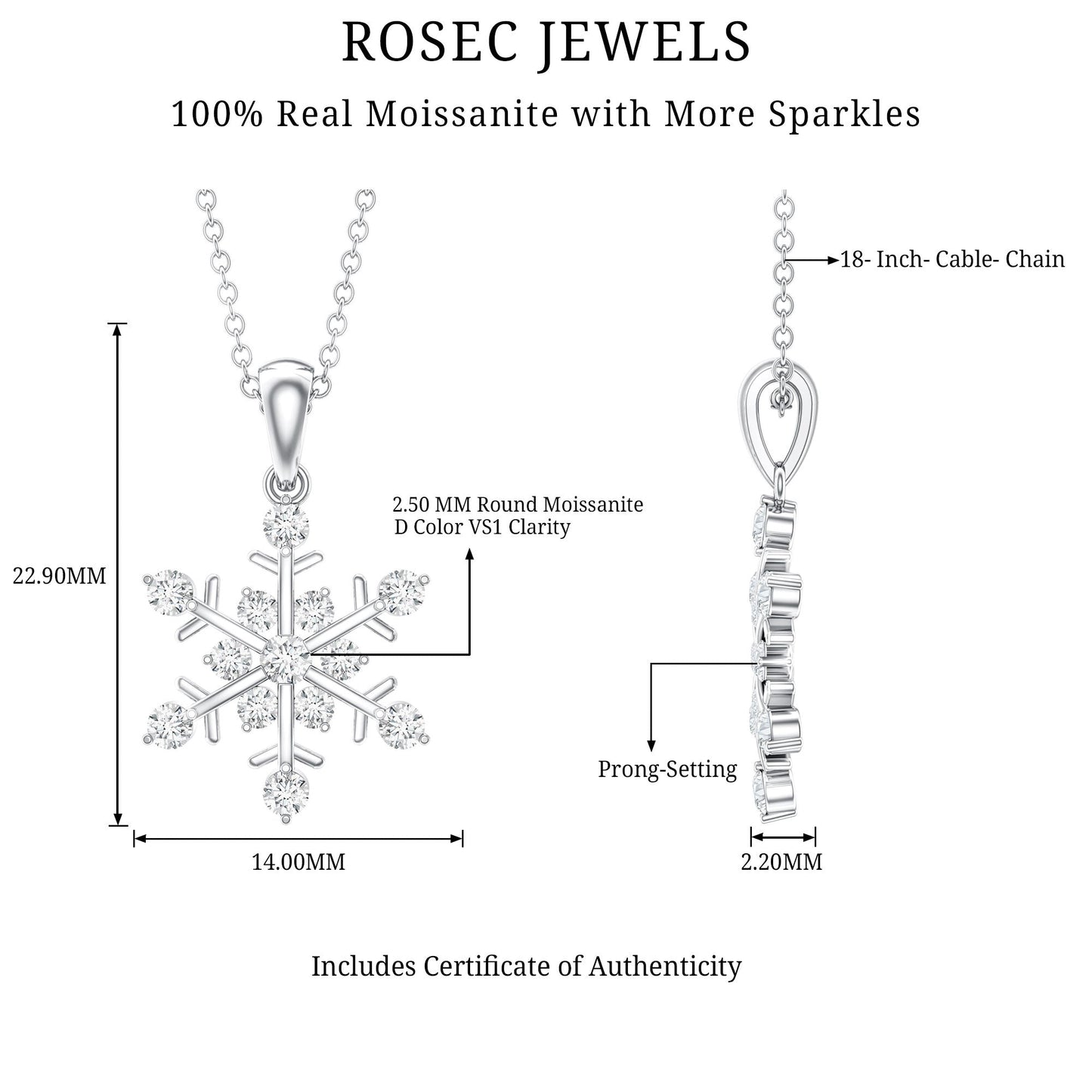 Certified Moissanite Scatter Snowflake Pendant