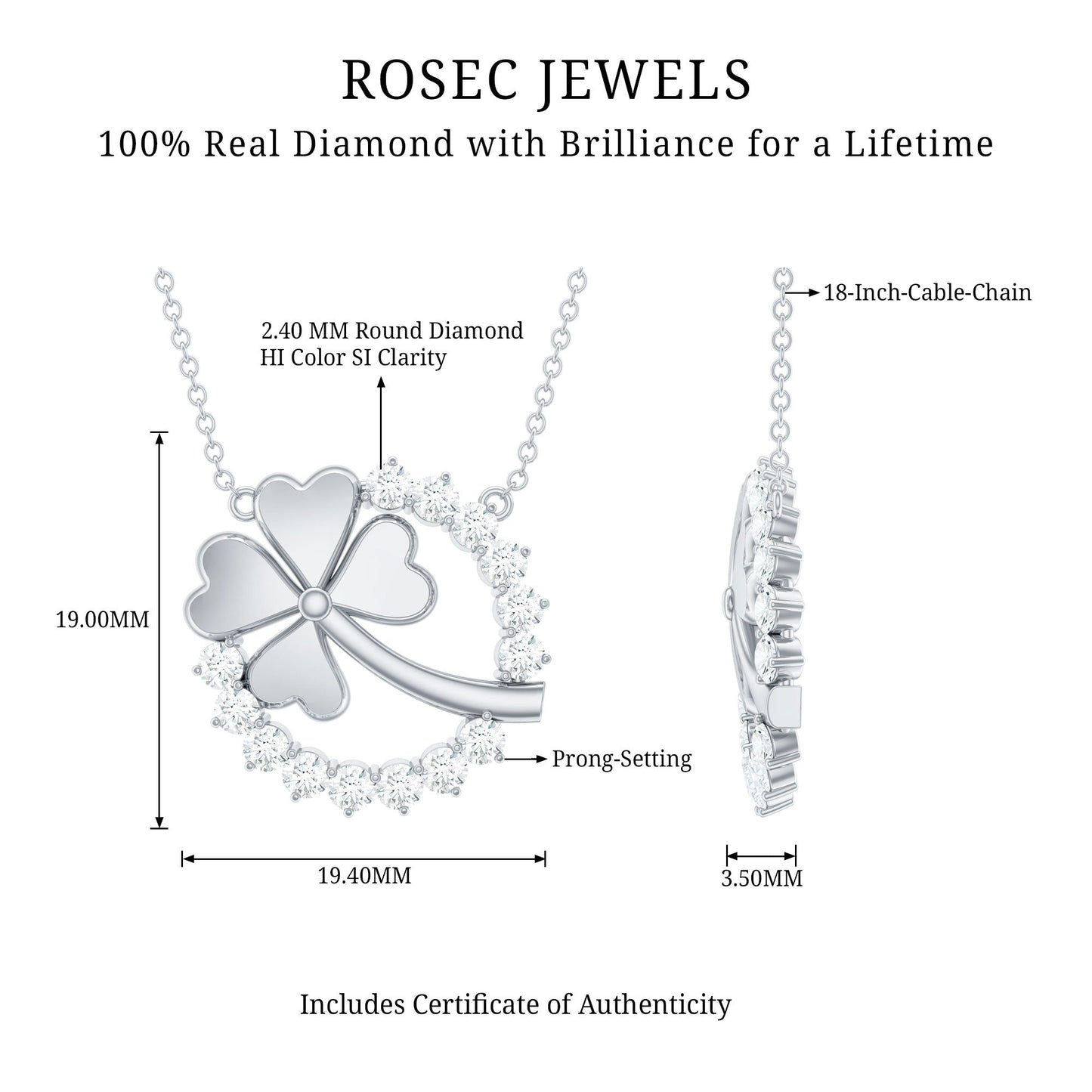Certified Diamond Lucky 4 Leaf Necklace