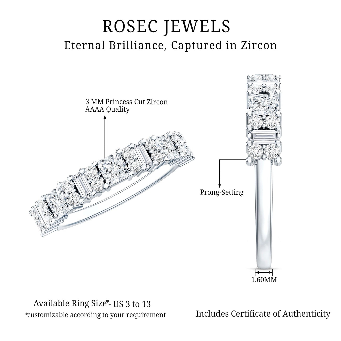 Designer Cubic Zirconia Half Eternity Band Ring
