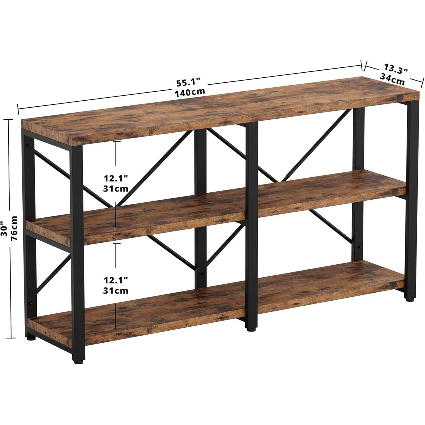 Industrial Farmhouse Metal Wood TV Stand for TV up to 65-inch-4
