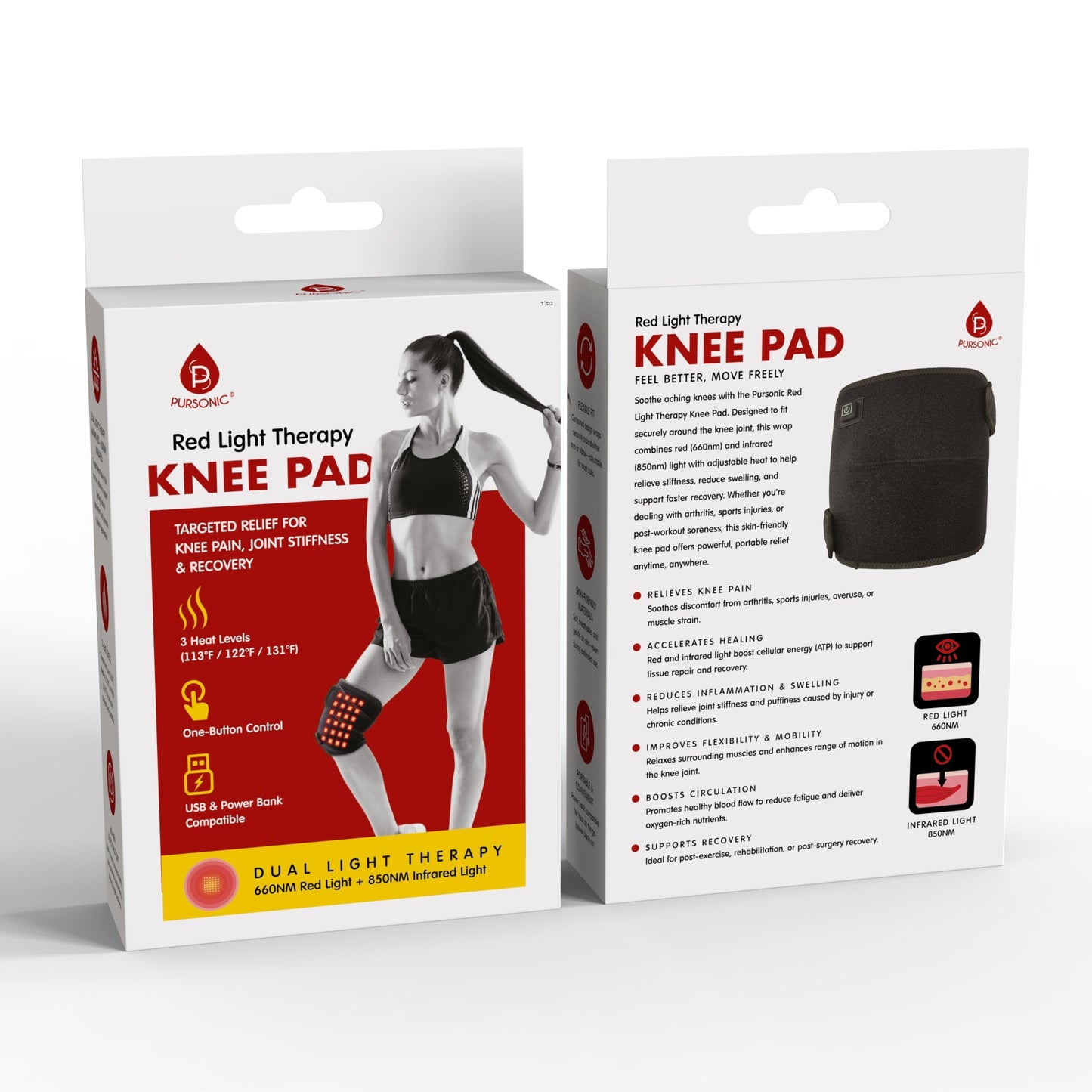 Pursonic Red Light Therapy Knee Pad – Targeted Relief for Knee Pain, Stiffness & Recovery-3