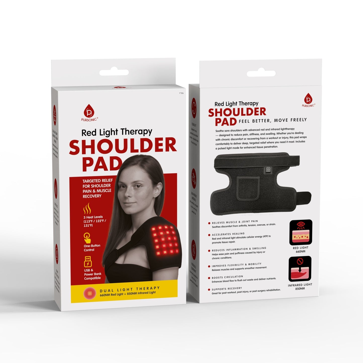 Pursonic Red Light Therapy Shoulder Pad – Targeted Relief for Pain, Stiffness & Recovery-3