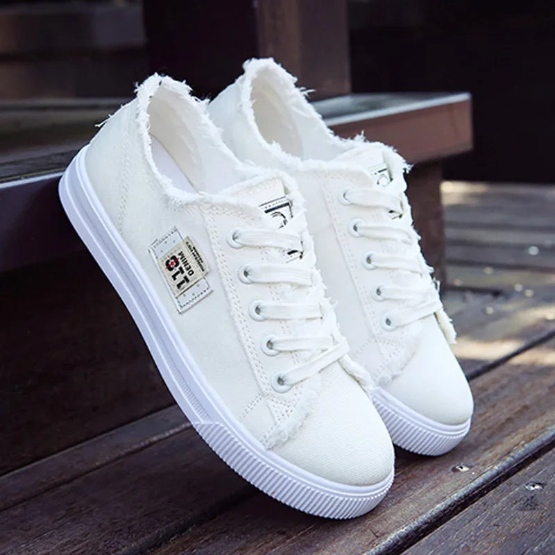 Spring Summer Women Canvas Sneaker Low Top Denim Sneakers Ladies