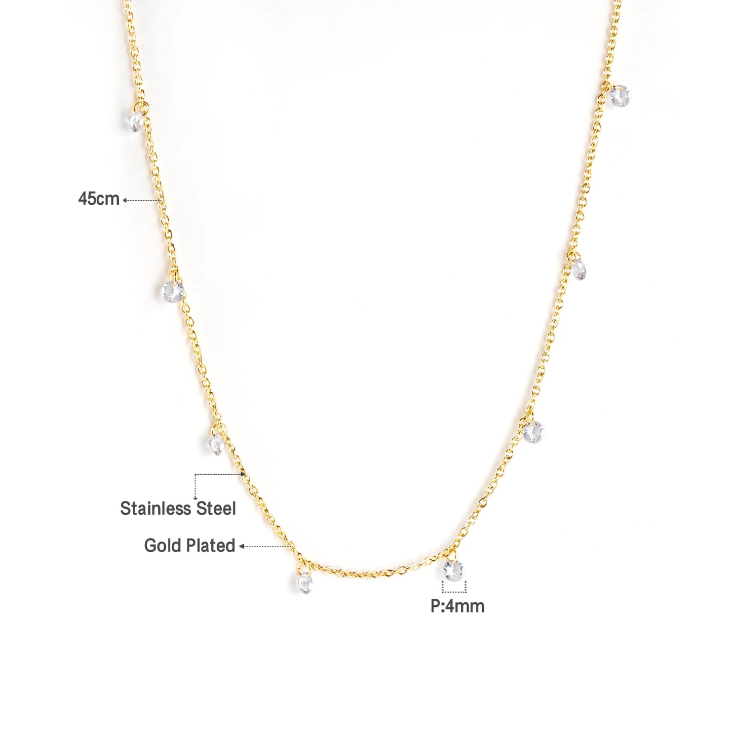 ASONSTEEL Stainless Steel Cubic Zirconia Pendant Necklace Charm Gold Color For Women Crystal Jewelry Choker Necklace Waterproof