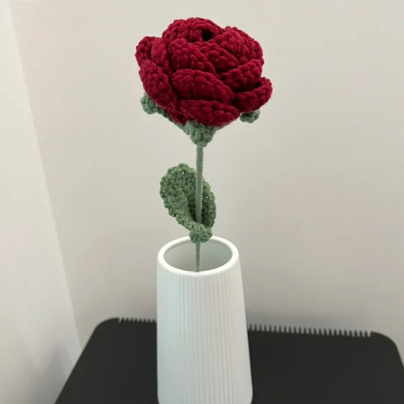 Handmade Crochet Roses, Modern Elegance Flower Home Knitted Rose Decoration