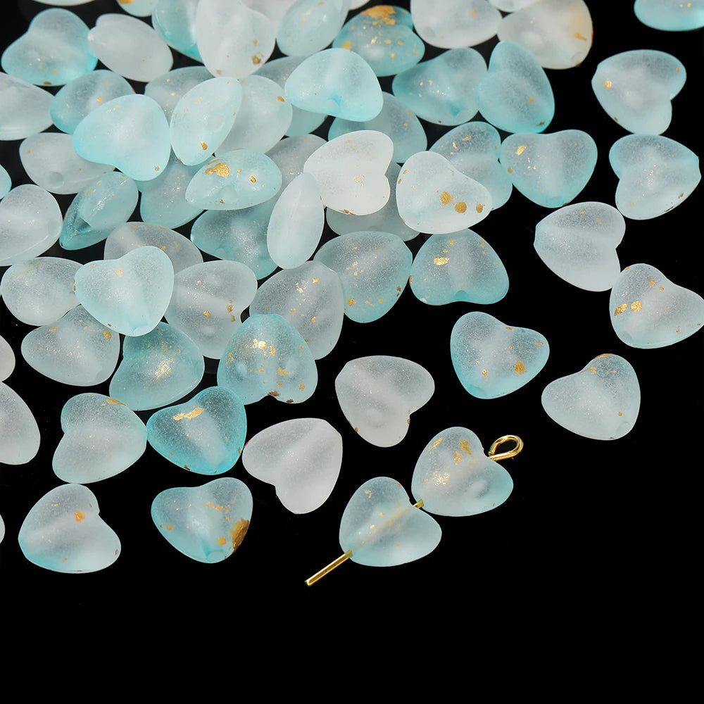 50pcs/lot Acrylic Heart Beads Gradient AB Color Large Crystal Loose Spacer Beads for Necklace Bracelet Pendant Jewelry Making