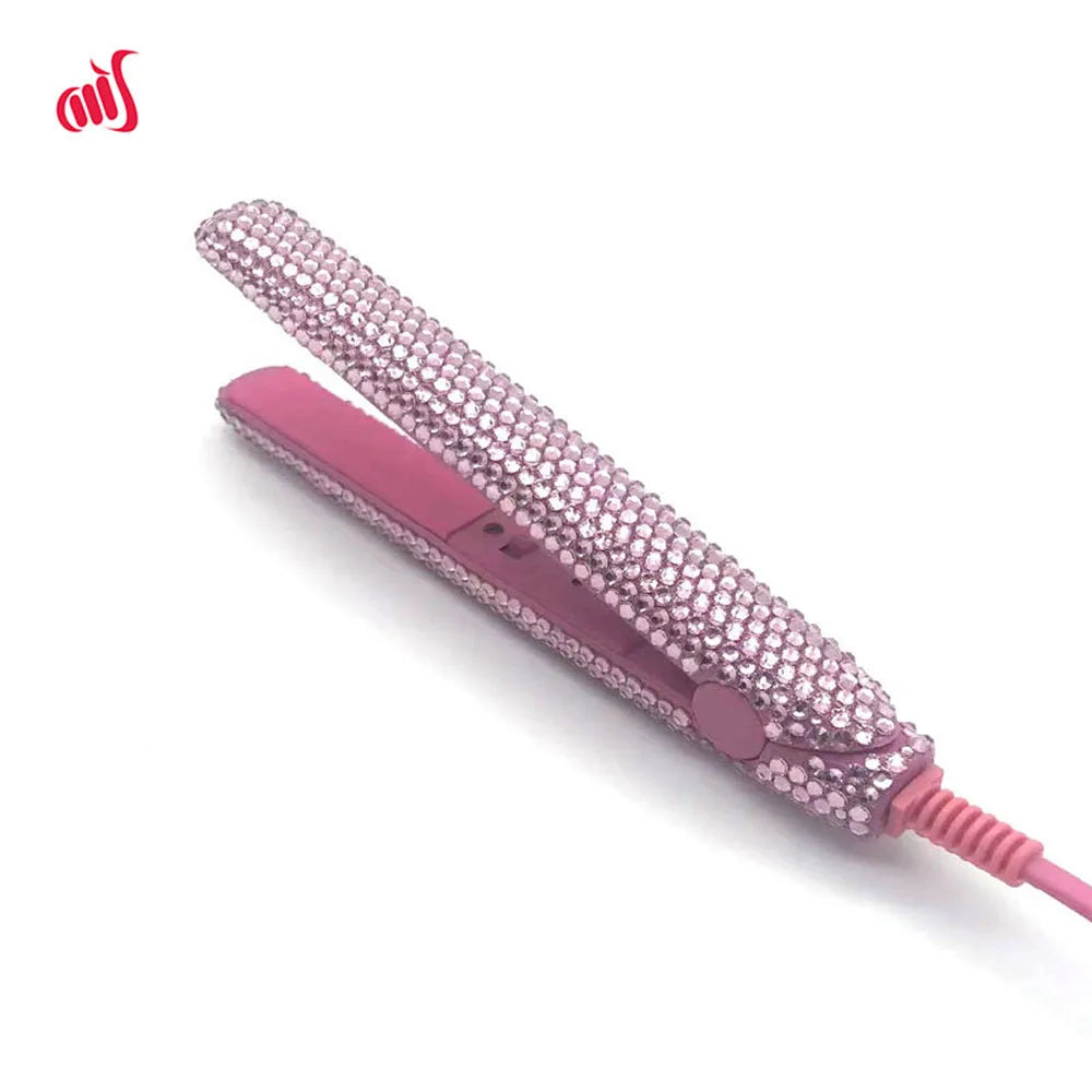 Hair Straightener Mini Flat Iron Curler With Diamonds 2 in 1 Portable Mini Bangs Tourmaline Plate Flat Iron For Short Hair