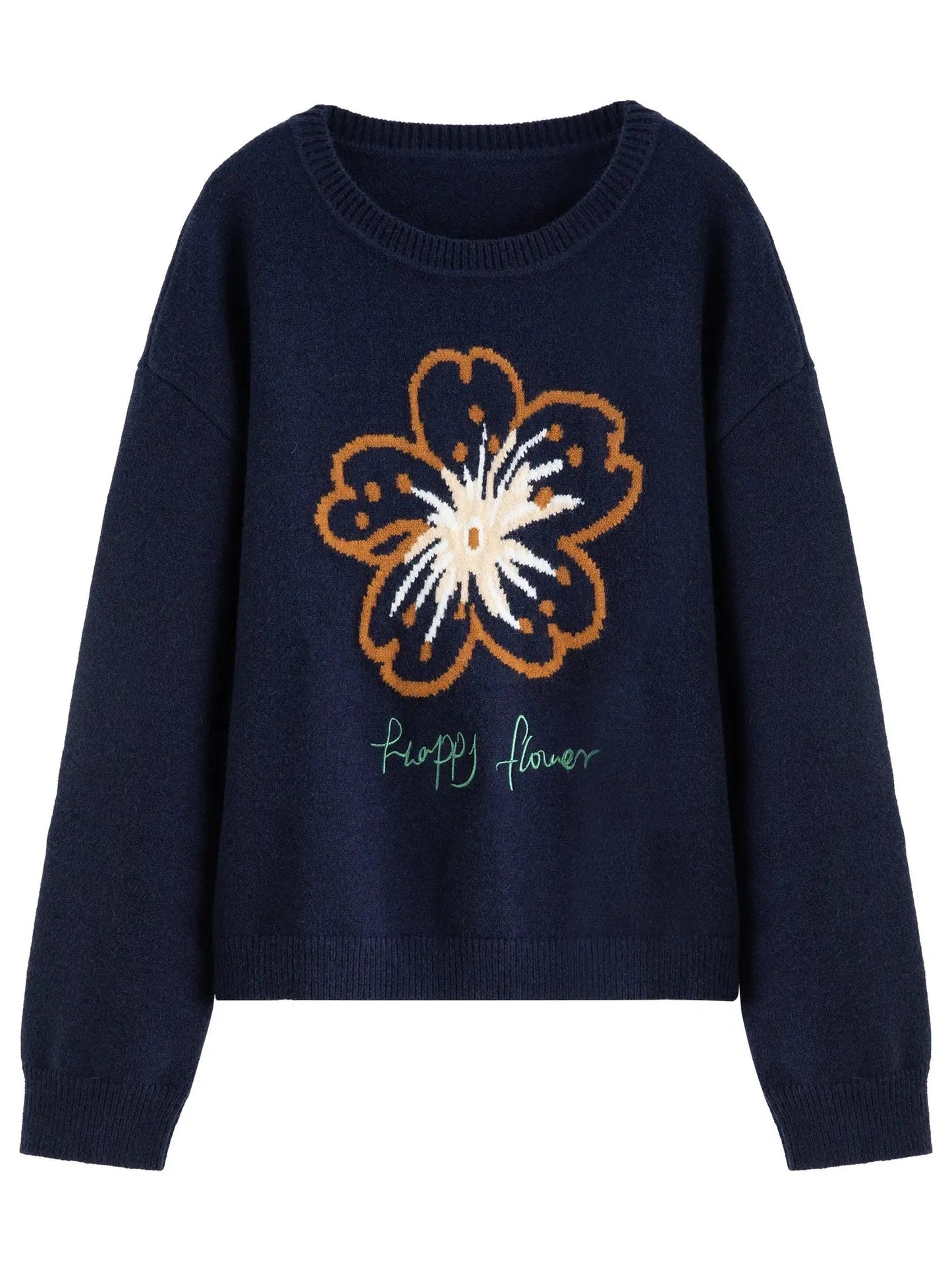 Women's Plus: Floral Knit Winter Pullover