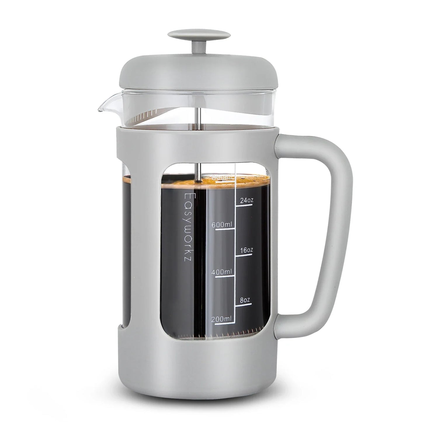 French Press Coffee Tea Maker with Borosilicate Glass,Soft Grip Handle-8