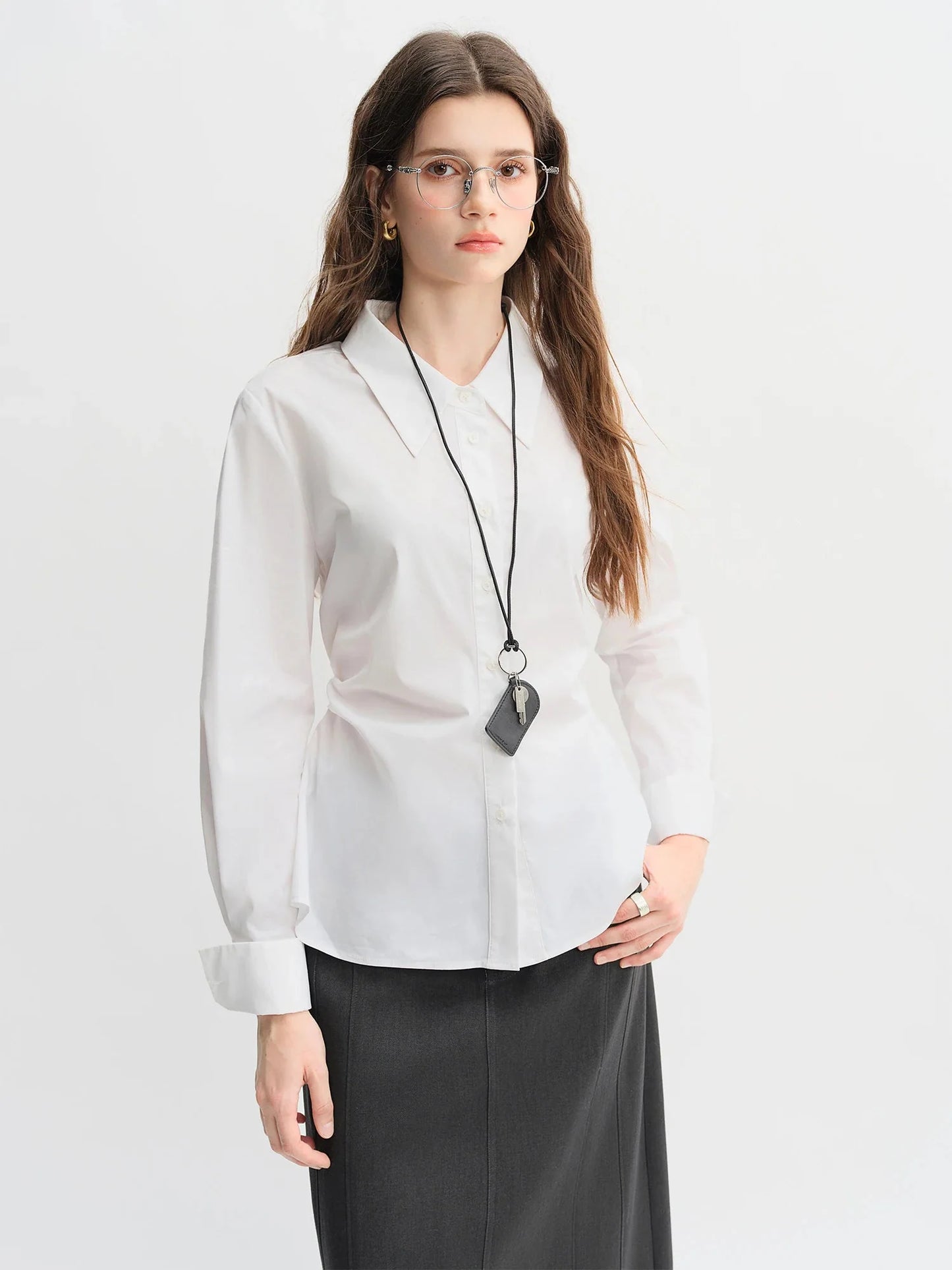 Women's 3-Color Pleated Shirt & A-Line Skirt Set Autumn Suit