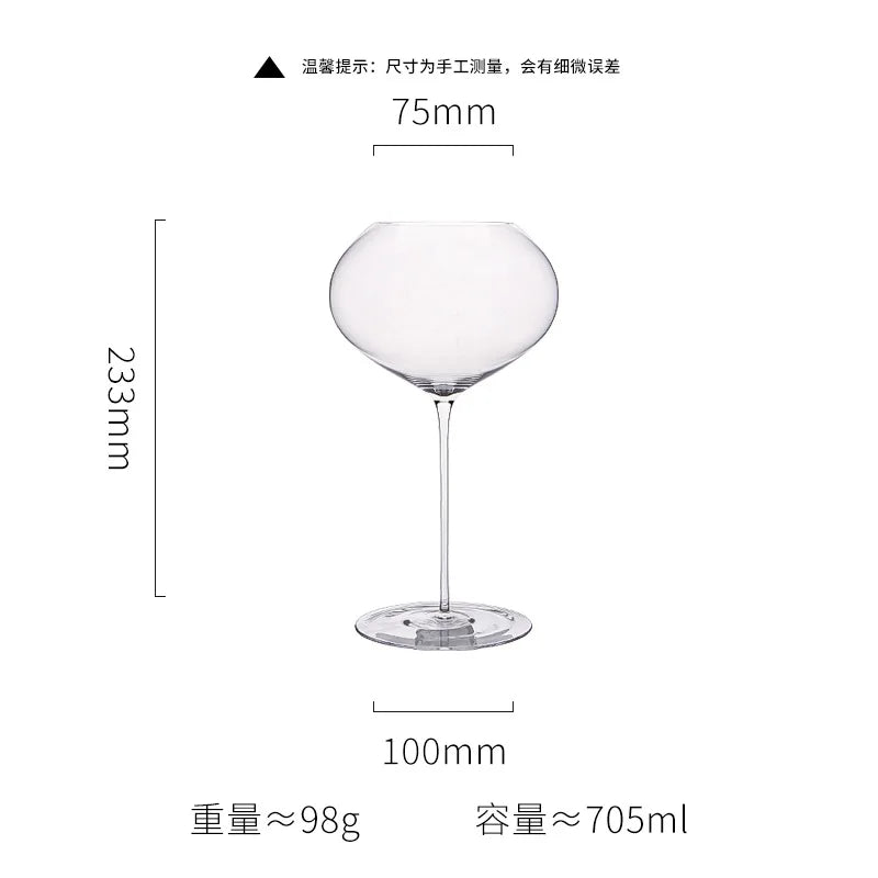940ML/700ML Ultra-thin Large Capacity Peach Heart high-Footed Glass Burgundy Wine Glass Crystal Glass High-footed Red Wine Glass