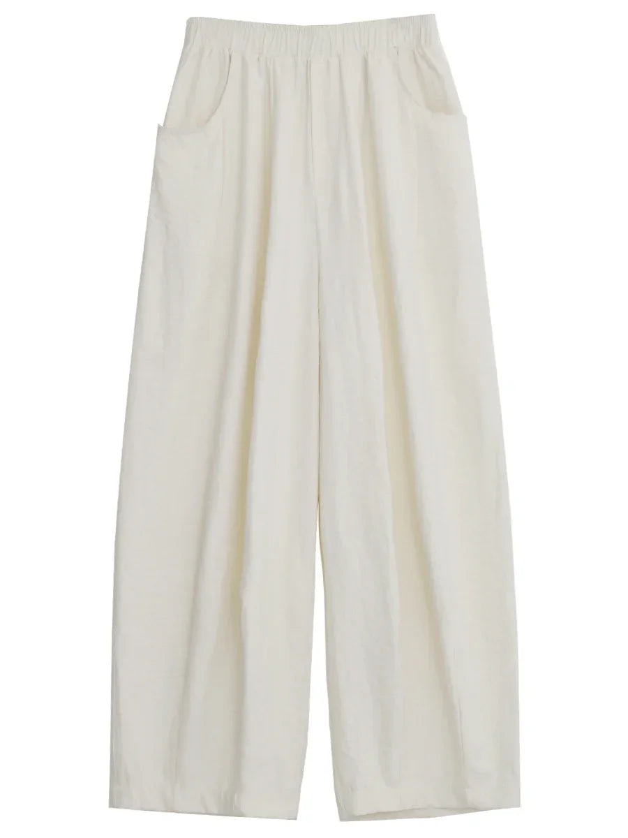 CHIC VEN Women Pants Casual High Waisted Wide Leg Trousers Korean Solid Pleated Streertwear Female Clothing Summer New 2025