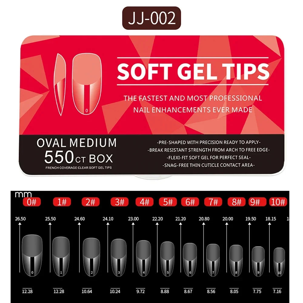 550Piece Medium and short soft gel nail tips Medium Apricot/Coffin Head Full Coverage Matte Extension Tool Acrylic Press-On Nail