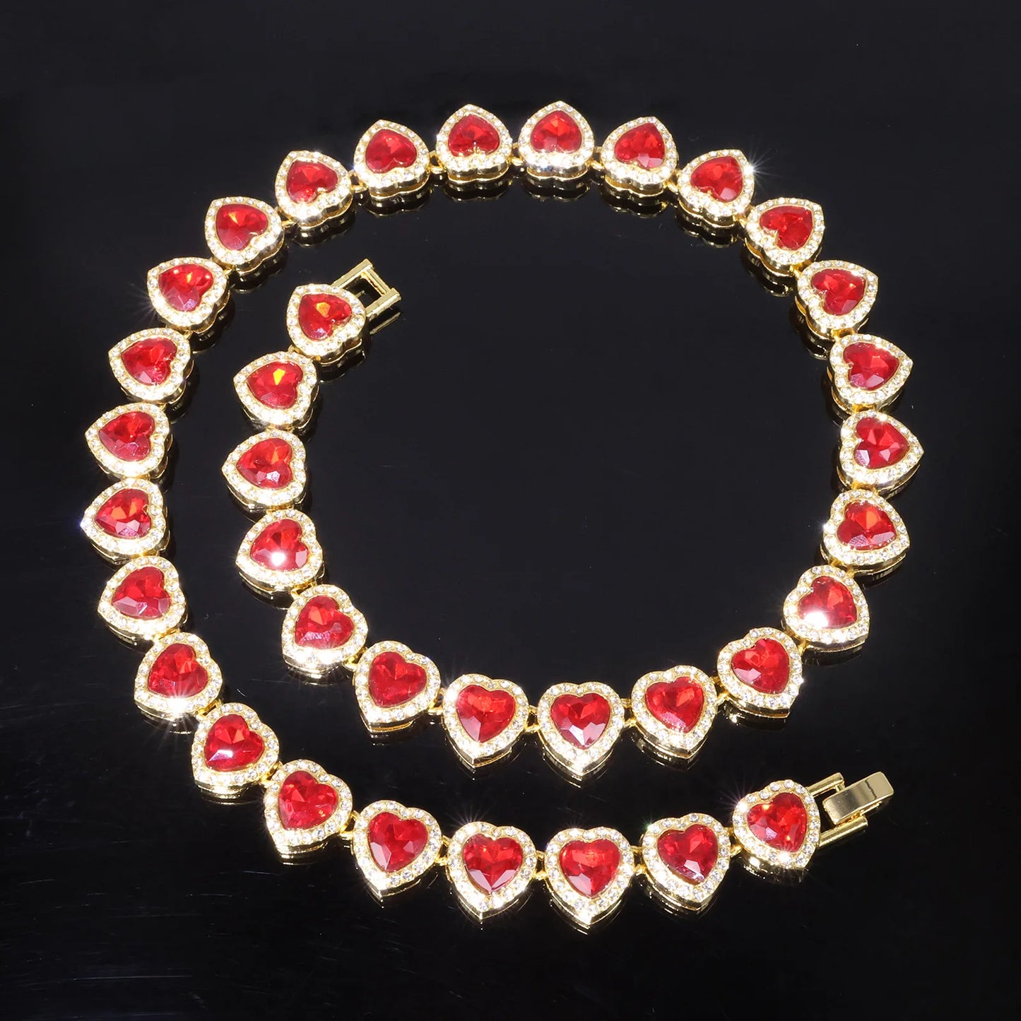 Luxurious And Exquisite Heart-shaped Diamond-set Stainless Steel Necklace For Everyday Matching Fashionable Jewelry