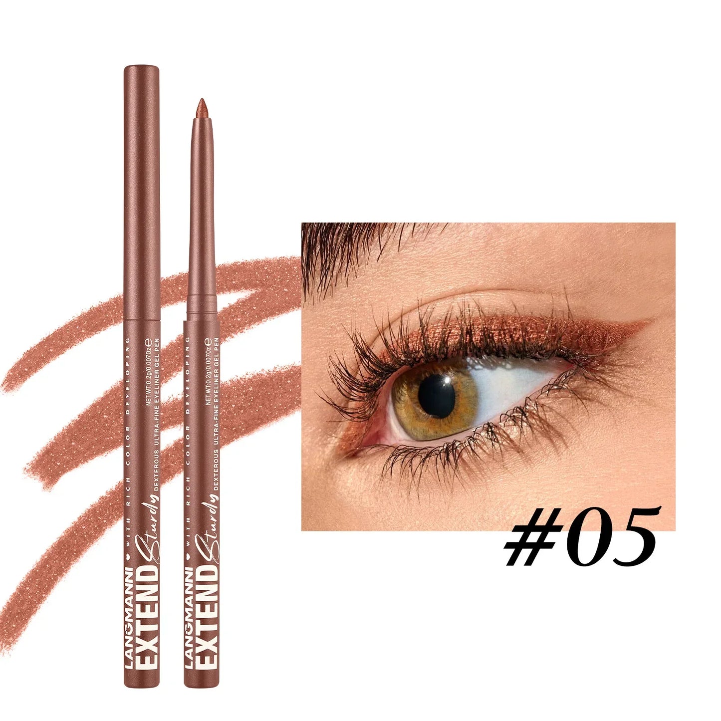 2 in 1 Eye Liner Eye Shadow Pencil Waterproof Lasting 12 Colors Rotating Black Matte Eyeliner Glue Pen Makeup for Eyes Cosmetics
