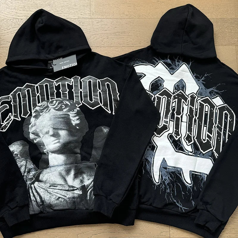 MIXED EMOTION 2-Piece Cotton Hoodie + Sweatpants Graffiti Print Sets