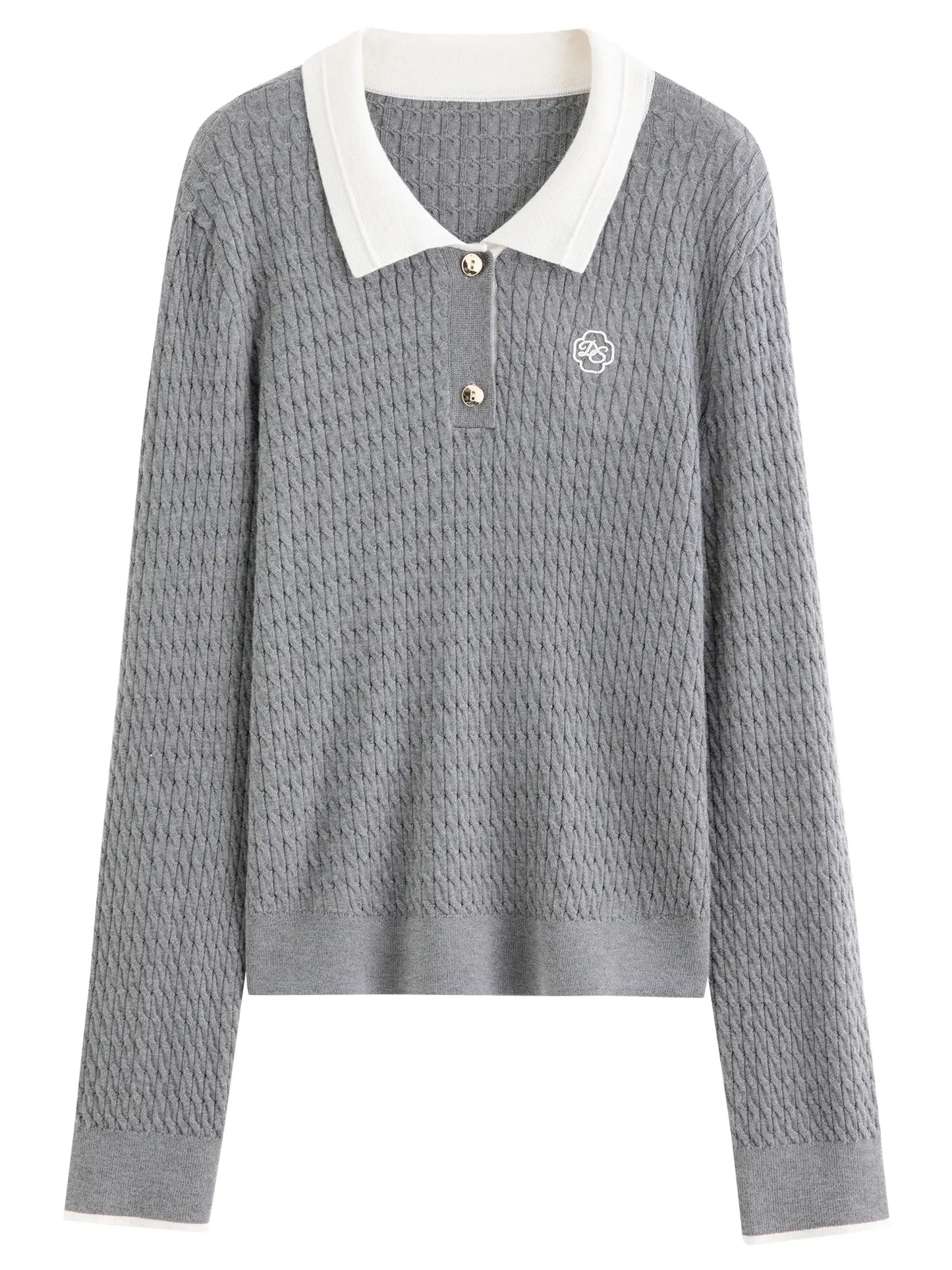 Relaxed Fit Textured Rib-Collar Knit Top