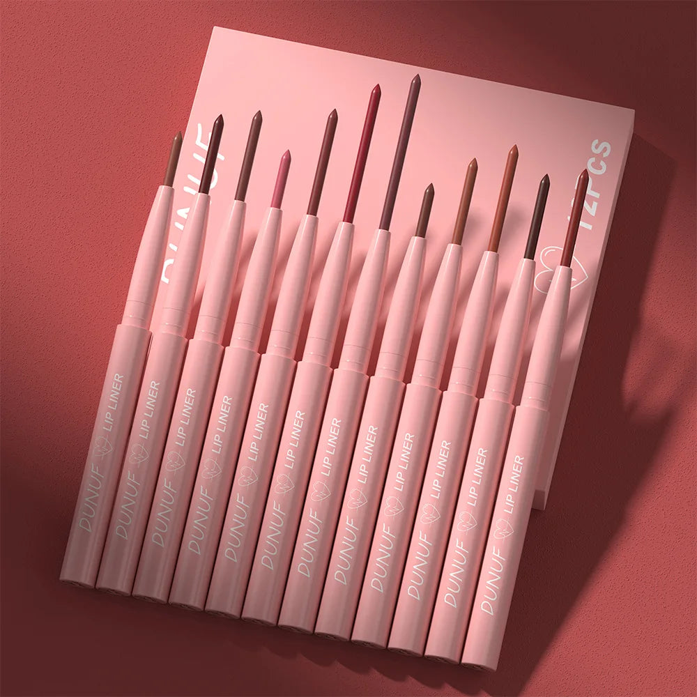 Lip Liner Lipstick Set, Waterproof Matte Durable Non-sticky Non-transfer, Deep Red, Dusty Rose, Nude, Y2K Makeup Christmas