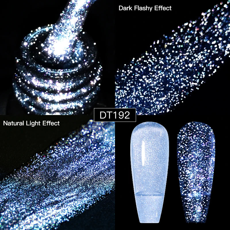 MEET ACROSS 7ml Reflective Glitter Gel Nail Polish Glitter Reflective Effect Semi Permanent UV LED Nail Art Gel Varnish Manicure
