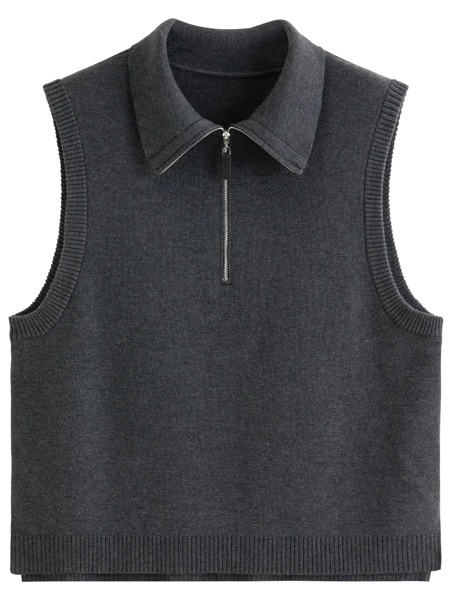 Lapel Collar Button-Up Knit Vest for Women