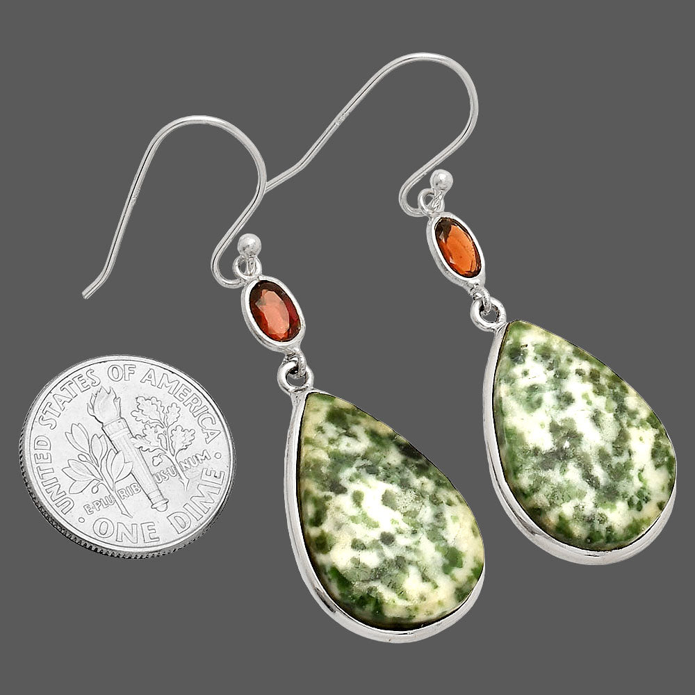 Natural Dioptase & Garnet Earrings E-1002 SDE83474-2
