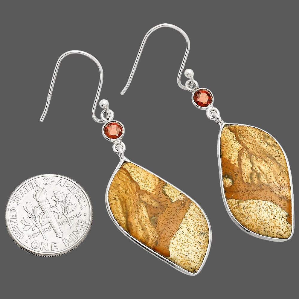 Natural Picture Jasper & Garnet Earrings E-1002 SDE84214-2